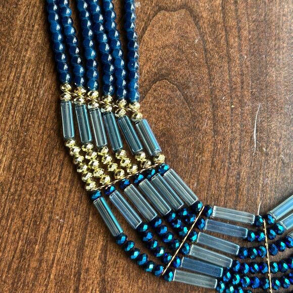 New Sophia & Kate Blue Gem color Gold Tone Necklace and Earrings statement - Picture 5 of 9